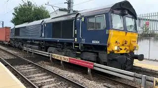 GBRf 66304 pass Rotherham with the 16:17-Tinsley Yard GBRf to London Gateway GBRf