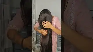 Silky shiny open long dry hair top bun drop video #hair #topbun #diyhairstyle #longhair
