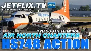 Air North Hawker Siddeley HS748 YVR Action - Crank up the speakers Gents!