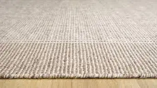 Joelle Beige Grid Wool Rug