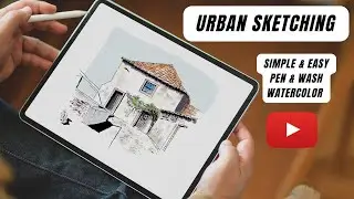 Urban sketching House like pen & watercolour Digital || Urbansketching tutorial for beginners.