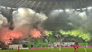 Oprawa i piro na meczu z Widzewem Ł&oacute;dź - White Green Terror [OPRAWA]