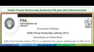 P3A Home Jobs 2023 - Public Private Partnership Authority