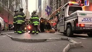 **MANHATTAN CRASH** FDNY & NYPD ESU Overturned Car, West 44th St., 10/16/2014.