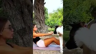My Dog Turned Outdoor Yoga Into a Comedy Show 🧘&zwj;♀️😂т#yogawithdog #homeworkout #fitness #funnydogs