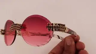 Ruby Triple Row Custom Iced Out Buffs Luxury Hip-Hop Sunglasses Rimless HandMade