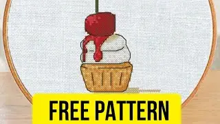 &ldquo;Cherry Cake&rdquo; - Free Cross Stitch Pattern Food Cafe