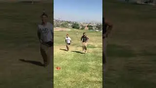Potato sack races at the park