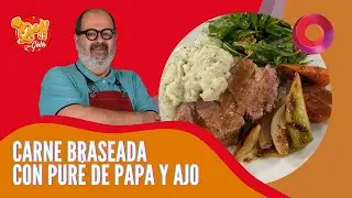 Roast beef braseado con puré de papa y ajo