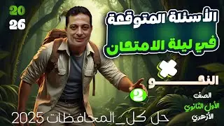 مراجعة ليلة الامتحان في النحو للصف الاول الثانوي أزهر + حل المحافظات الجزء الثاني المبتدأ والخبر 