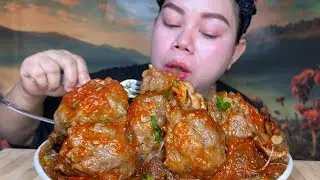 Pedasnya, bakso urat isi tetelan sambal pedas lava mercon pake soun tetelan sapi Mukbang