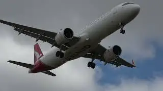 QANTAS🦘NEW A321 NEO XLR VH.OGB OVERHEAD LANDING RWY34 YMML IN HIGH WINDS🌬🌬🔊🔊🔊🔊🛬🛬🦘