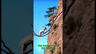 Leopard vs Goat | The Most Dangerous Standoff on the Cliff | 4K  Wildlife Short