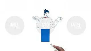 Professional man gesturing with open hands and pointing hand drawn 2D character animation