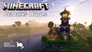 Minecraft Relaxing Longplay - Lighthouse Build in the Gentle Rain | No Talking