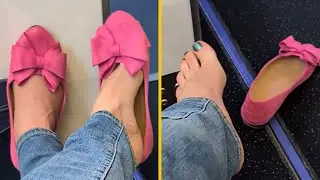 Pink Ballet Flats (Public Shoeplay, Dangling, Bare Feet, Shoe Loss)