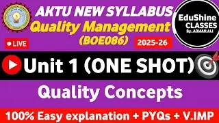 Quality Management Unit 1 One shot BOE086 AKTU | Quality Concepts Unit 1 Aktu One shot BOE086