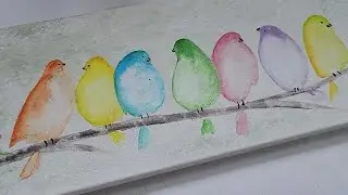 Colorfull birds acrylic easy painting for bigginers -Challenge #27 inspired by Diane Anton studio