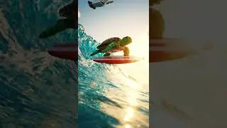 Toy turtle surfing #BrickyPets #KidsShorts #FunForKids #CreativeAnimals #ToyBricks #CutePets