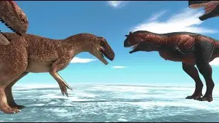 Allosaurus vs Carnotaurus Ice Attack Dinosaur Megalodon Bites Animal Revolt Battle Simulator 6000