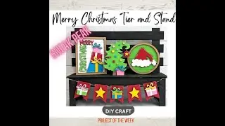 3D Wood Chair Stand and Merry Christmas Tier Tray
