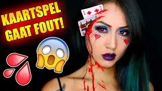 KAARTSPEL GAAT FOUT!  HALLOWEEN MAKE UP TUTORIAL - Sheling
