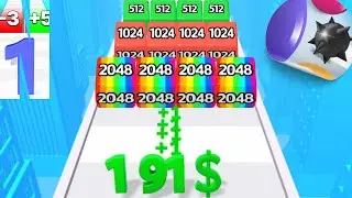 Jelly Run 2048 (Jelly Tube 2048) / Number Run Shooter 2048 gameplay/ Puff Up Balloon