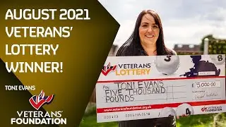 Mum-of-four Toni Evans, wins £5,000 jackpot on the Veterans’ Lottery.