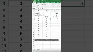 Z Score in Excel #Shorts #Excel #Zscore