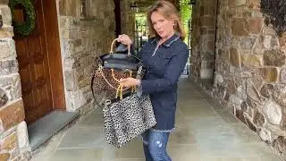 Animal Print Bag with Bamboo Handles and Chain Strap