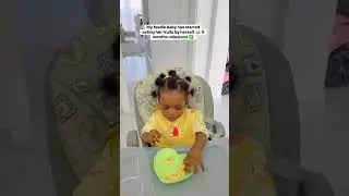 My foodie baby has started eating her fruits by herself. 😁 9 months milestone ✅