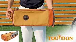 TOURBON Canvas Golf Cooler Bag 6 Cans Beer Sleeve Insulated Golf Cooler Carrier