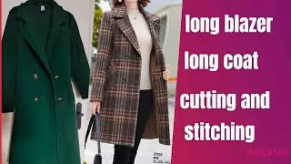 Ladies  Long blazer/long coat cutting and stitchingwith shoulder pad