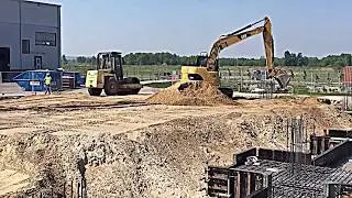 Budowa - Hala Dębog&oacute;rze, Kosakowo, CAT444F2, Caterpillar, CAT 314, Bomag