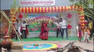 Sankranti Pre festival celebrations dance performance by 10th class students in Little Minds High 