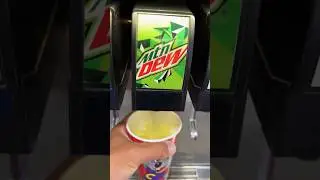 Pouring Refill of Mountain Dew at Soda Fountain | Chuck E. Cheese, Honolulu, Oahu, Hawaii, USA