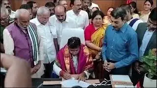 State Legislative Affairs Minister Sridhar Babu assumed charge in his chamber at the Secretariat