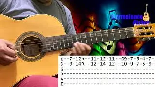 Cuando dos almas - Tutorial de Requinto explicado paso a paso - Versi&oacute;n Instrumental - Guitarra Tabs