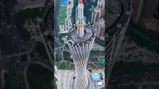 Canton Tower in Guangzhou China Aerial View (Drone Footage)