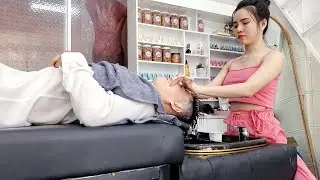 [ASMR] This is barbershop massage heaven, she's so pretty, traditional facial massage is great
