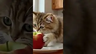 Cute Cat Eating Apple 🍎 | Funny Cat Video