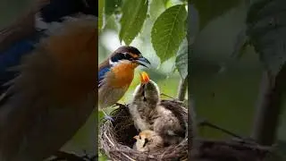 A mother bird and her chicks in the nest illustrate family warmth in nature.#owl #birds #birdbrains
