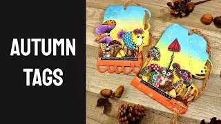 Creating autumn mixed media tags with Art by Marlene products