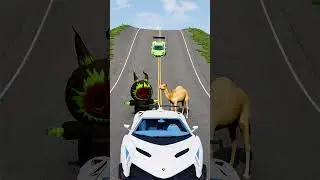 Ambulance vs Dromedary Camel & Monster Labubu Character Models BeamNG Drive #beamng
