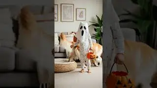 Baby in Mask Stalks Dog &mdash; Hilarious Panic Cute Chase Unfolds #funny #baby #dog