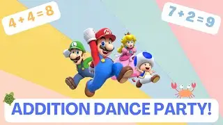 Super Mario Ocean Addition Dance Party! Math Movement Learning Activity for Kids!