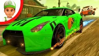 Police chase a race car. Police Car for children. Cartoon for kids Police. Truck racing for children