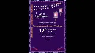 Satyanarayan Pooja ceremony invitation video in english with minimalistic design 2334