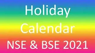 Holiday Calendar 2021 | Share Market Holiday Calendar BSE NSE | 2021 |#Holiday list