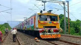 Inaugural Run Krishak special : Full Decorated Local Train Skipping Out Hiting Mps Speed : Er
